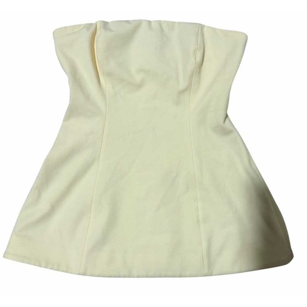 STAUD Silvia Strapless Peplum‎ Top Ecru Women's Size 2